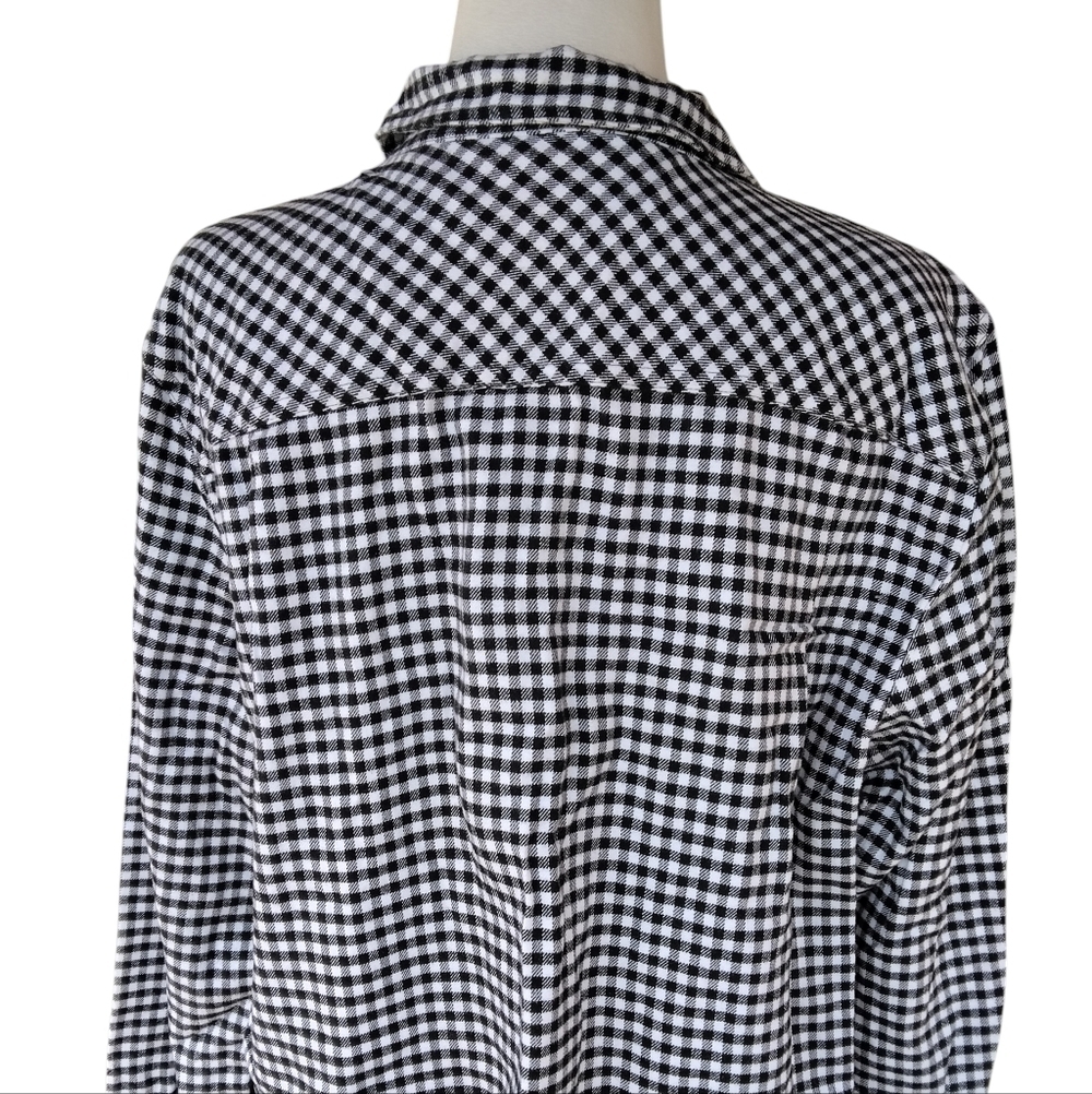 J. Crew Black & White Gingham 1/2 Zip 100% Cotton Shacket Pockets Size Large - Picture 8 of 10